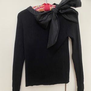 ChicWish Organza Bow Black Top XS
